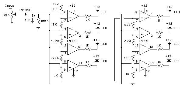 led vu meters schematics